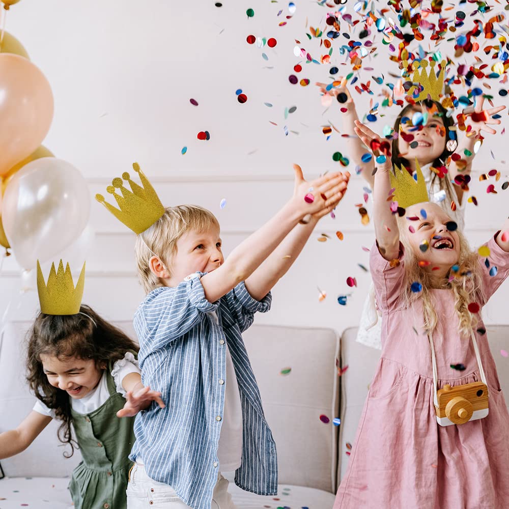 HOKPA Gold Crown Hats, 12Pcs Mini Birthday Hats Party Crown Hats Caps for Kids Birthday Wedding Anniversary Celebration Decoration