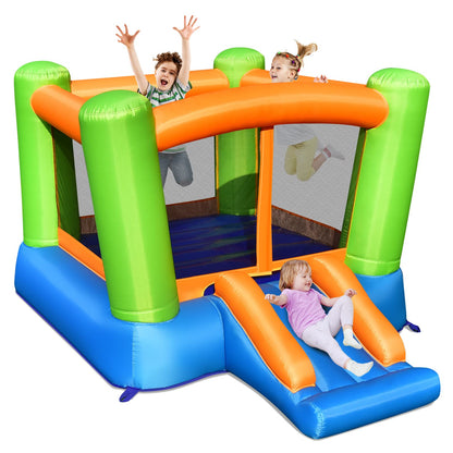 JIMUOO Inflatable Bounce House, Kids Bounce Castle Outside, Jumping Castle Bouncer w/Slide, Large Jumping Area, 2-in-1 Bouncy House for Toddler, Kids