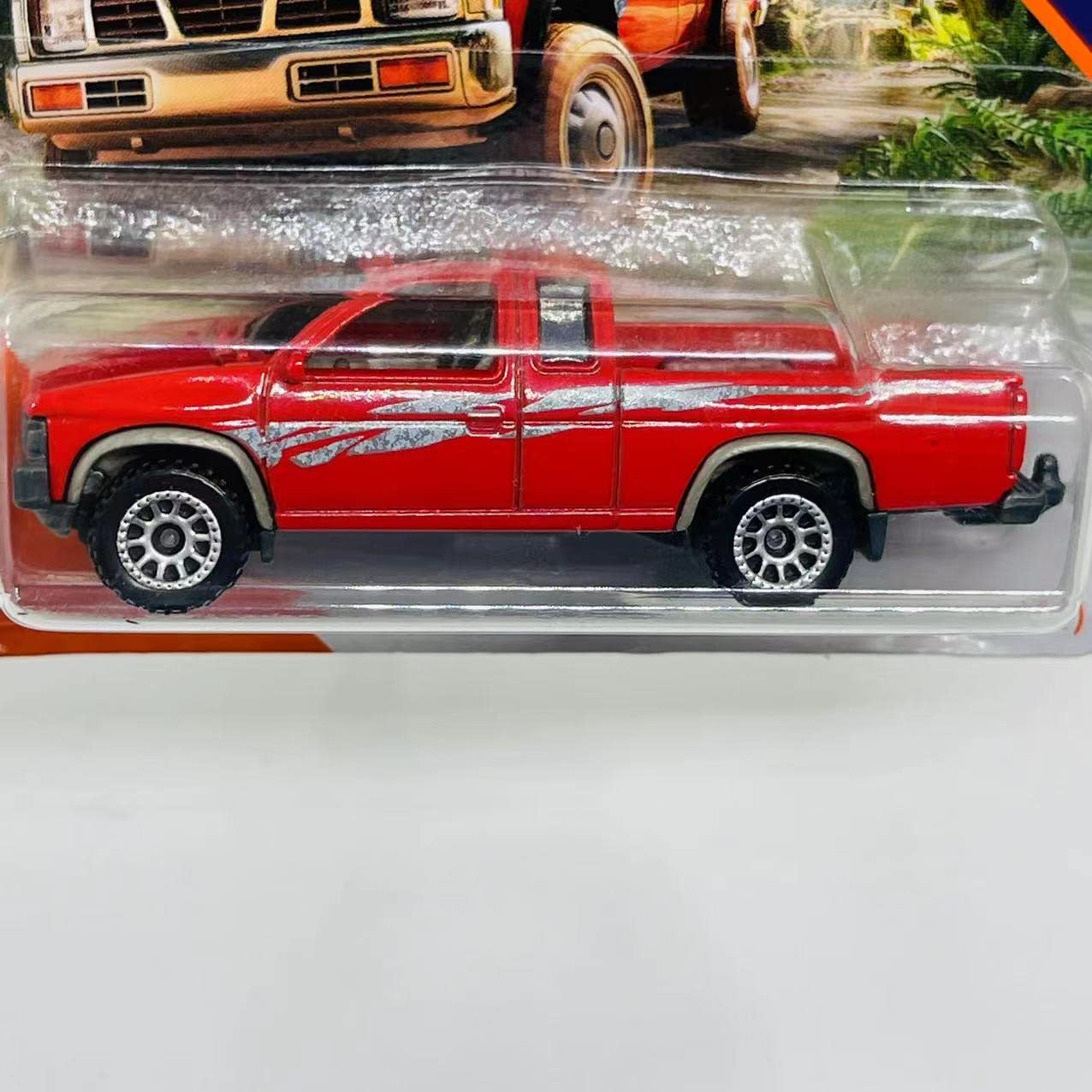Matchbox Truck, Nissan Hardbody Pickup Truck, Red, Jungle-themed, 1995, 36M+