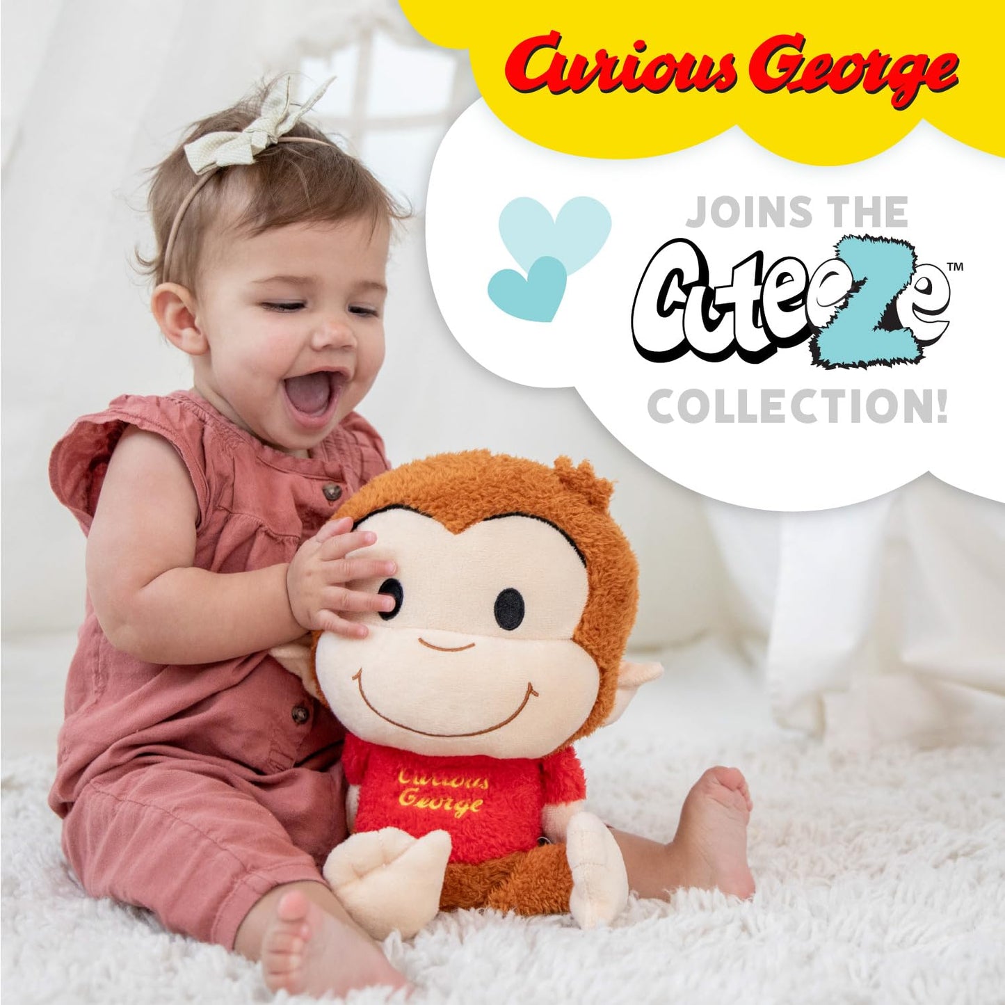 Curious George Cuteeze Stuffed Animal Plush Toy Monkey - Cute Cuddle Plushie Gift for Baby and Toddler Boys and Girls - 12 Inches