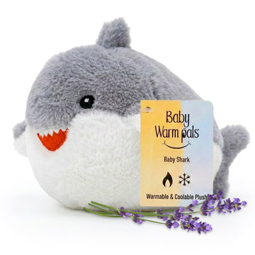 Warm Pals Baby Shark, Small 4x7 Microwavable Comfort, Heated Plushie for Warmth, Calming Anxiety, Relaxing Bedtime Snuggles and Cozy Toys for Kids