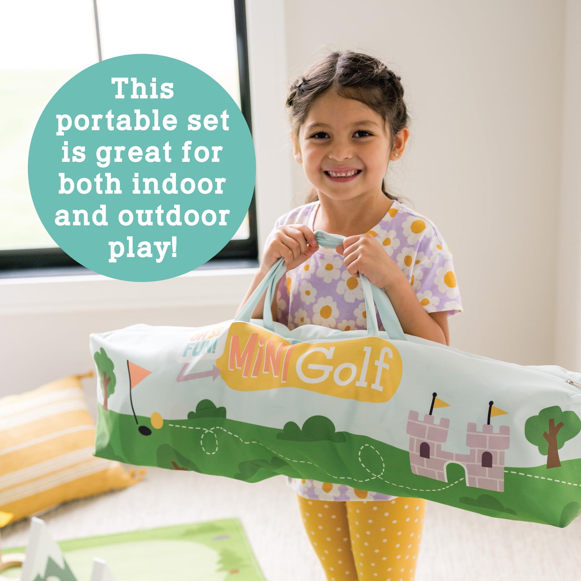 MindWare Oh So Fun! Mini Golf Set - Indoor & Outdoor Kids Golf Set with 7 Obstacles for Ever-Changing Golf for Kids Experience - Enhances Hand-Eye