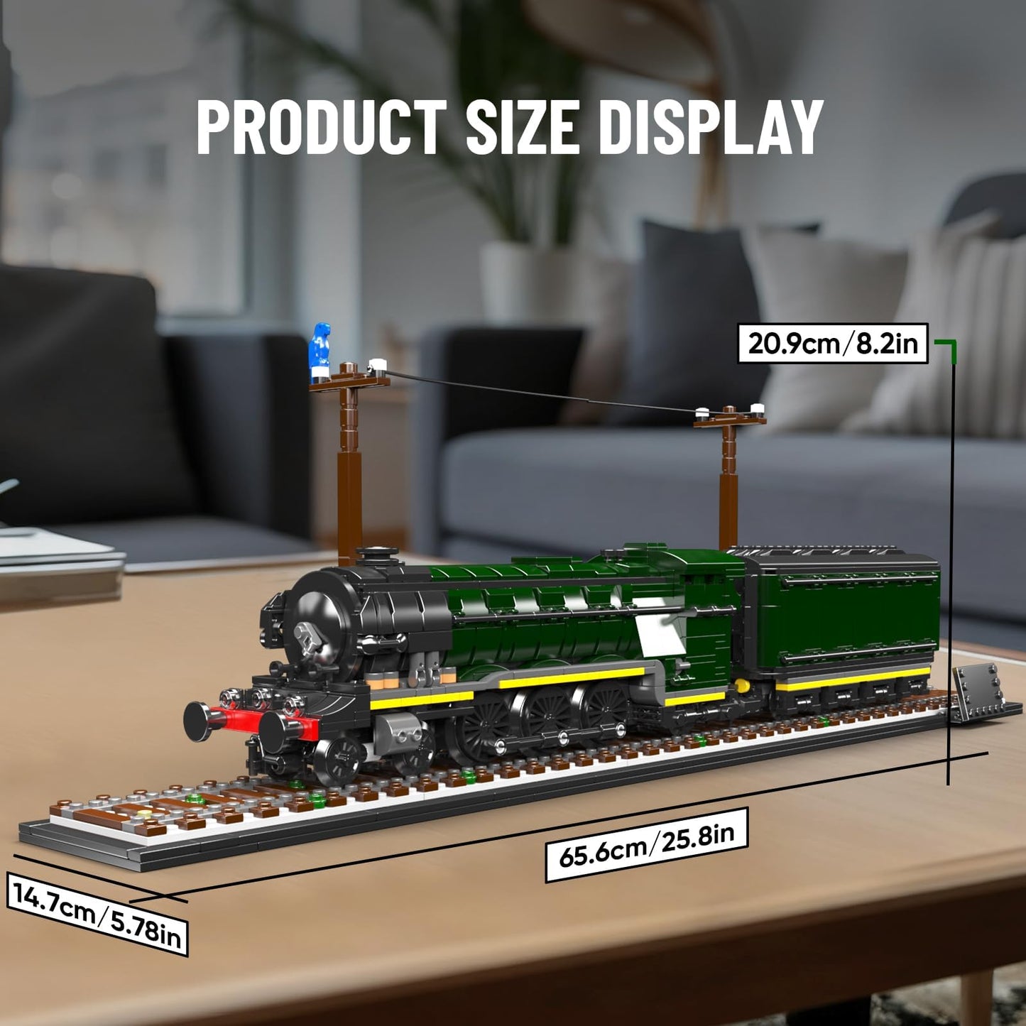 Mould King 12044 Flying Scotsman Steam Locomotive Model Building Kit, 1766+ Pieces Large Scale Train Set with Display Tracks and Freight Car, Assembly