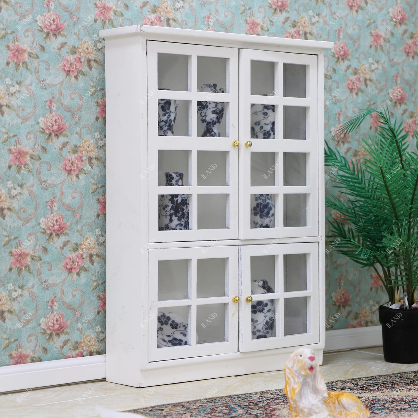 iLAND Dollhouse Furniture Miniature Bookshelf on 1:12 Scale Dollhouse Shelf for Mini Books and 1/12 Scale Accessories Modern Doll House Furniture