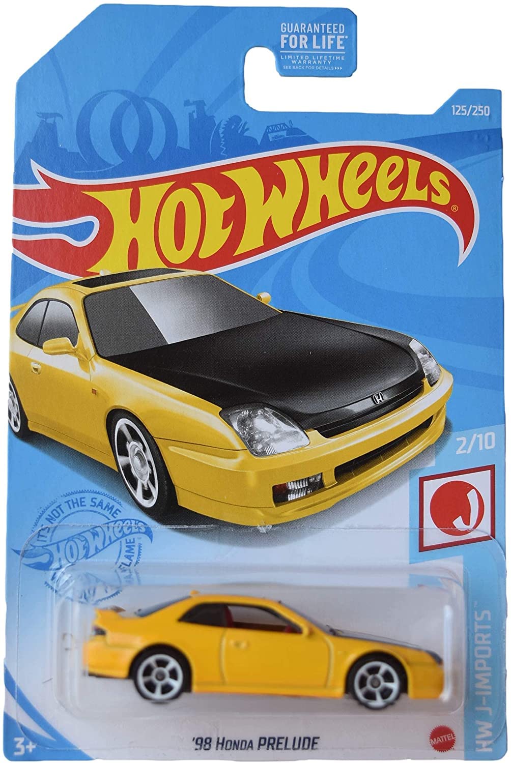 Hot Wheels 1:64 Scale '98 Honda Prelude, Yellow Car, Die-Cast, Kids, Unisex, 4 x 7 x 2 Inches