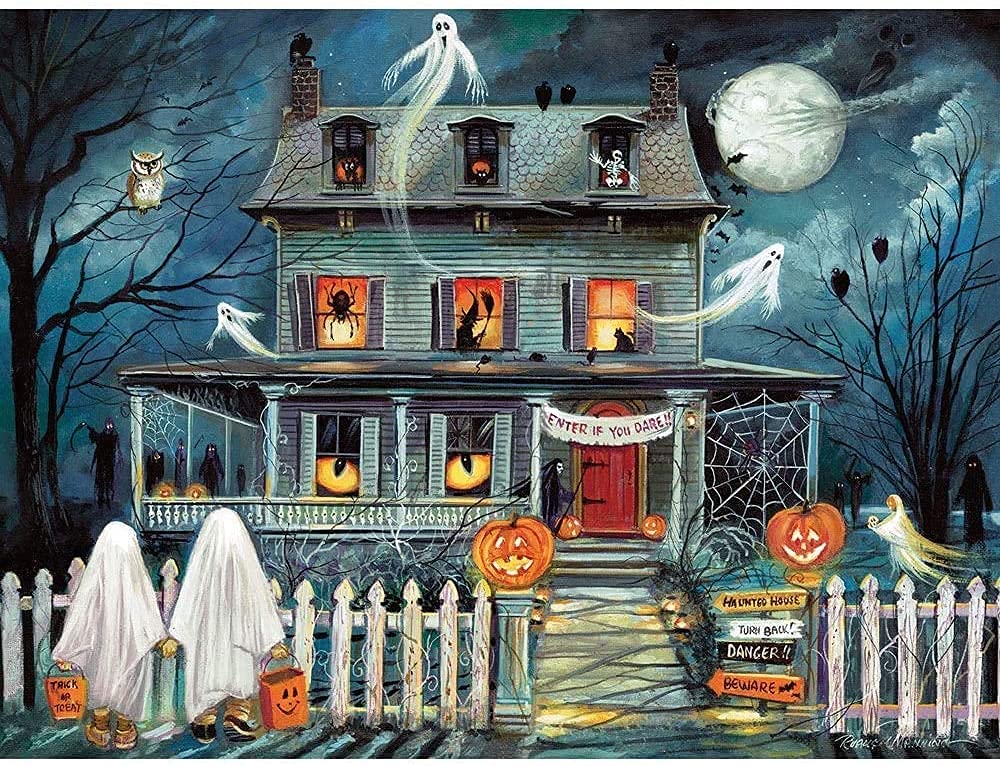 Bits and Pieces - 500 Piece Jigsaw Puzzle for Adults - Enter If You Dare - Haunted House Halloween Trick or Treat Jigsaw Puzzle by Artist Ruane