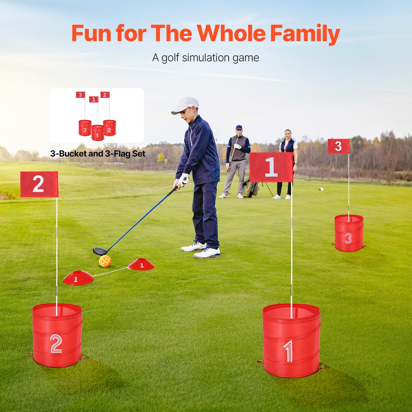 VEVOR Backyard Golf Game, 3 Hole Golf Course, Golf Game Practice Games, Golf Chipping Game for Family, Adults and Kids, Portable Outdoor Yard Golf