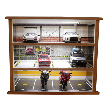 1:24 Scale diecast Car Model Display Case 3 Tiers,with LED Light and Acrylic Dust Cover Toys Car Model Display Stand,Hot Diecast Wheels Wood Storage