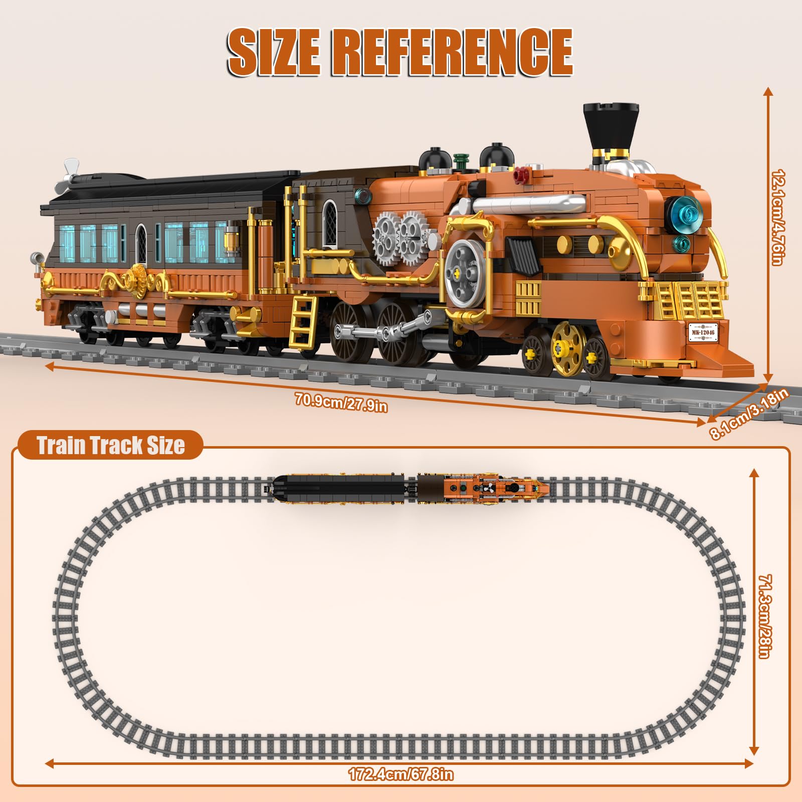 Mould King 12046 Train Building Set, 1954 PCS Remote & App Controlled Model Train Sets with Tracks, Steampunk Train Building Block Kits, Collectible