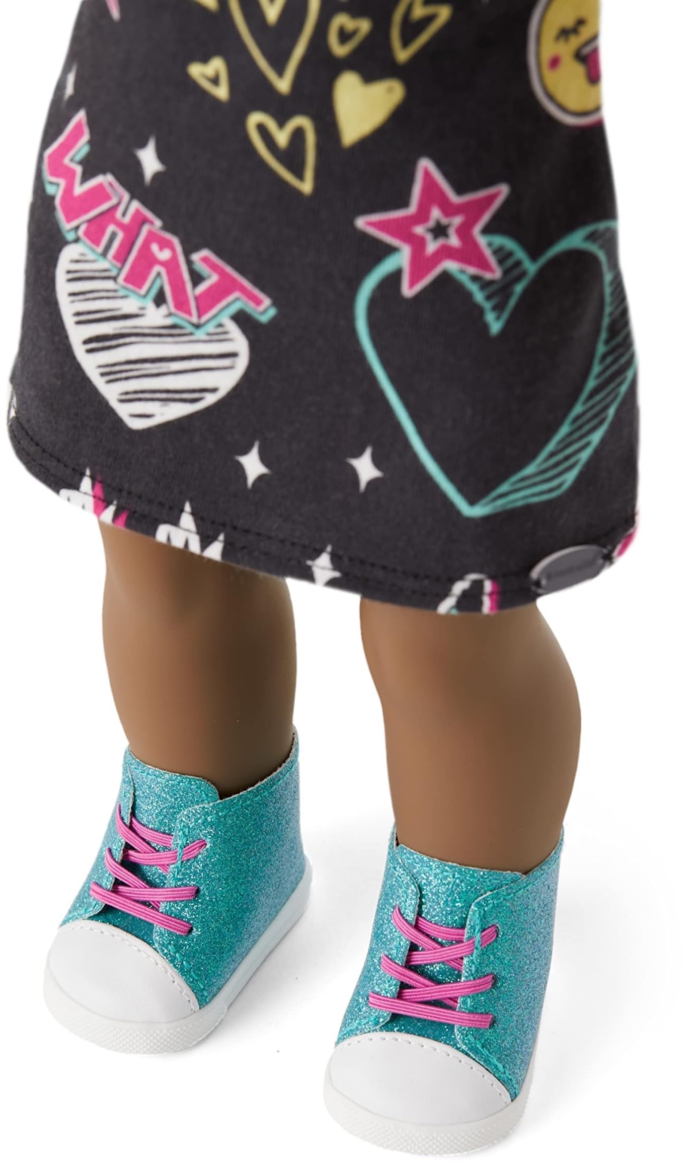 American Girl Truly Me 18-inch Doll #112 with Brown Eyes, Dark-Brown Hair, Deep Skin, Black T-shirt Dress, For Ages 6+