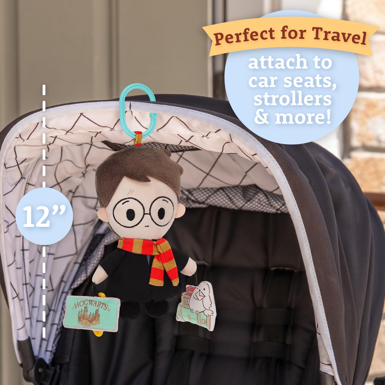 Kids Preferred Harry Potter On The Go Activity Toy with Teether, On The Go Clip, Crinkle Texture, and Jingle Bell