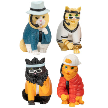 Archie McPhee Boy Band Cats - Set of 4 Soft Vinyl Figures for Crazy Cat Ladies & Lovers, Celebrating 90s Pop Group Hiss2Purr - Nostalgic Novelty Toy