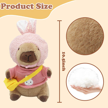 WUEURU Capybara Plush with 11 pcs Clothes & Accessories,11 in Cute Capybara Stuffed Animal Plush Toys,Capybara Doll,Dress Up Cute Plushies