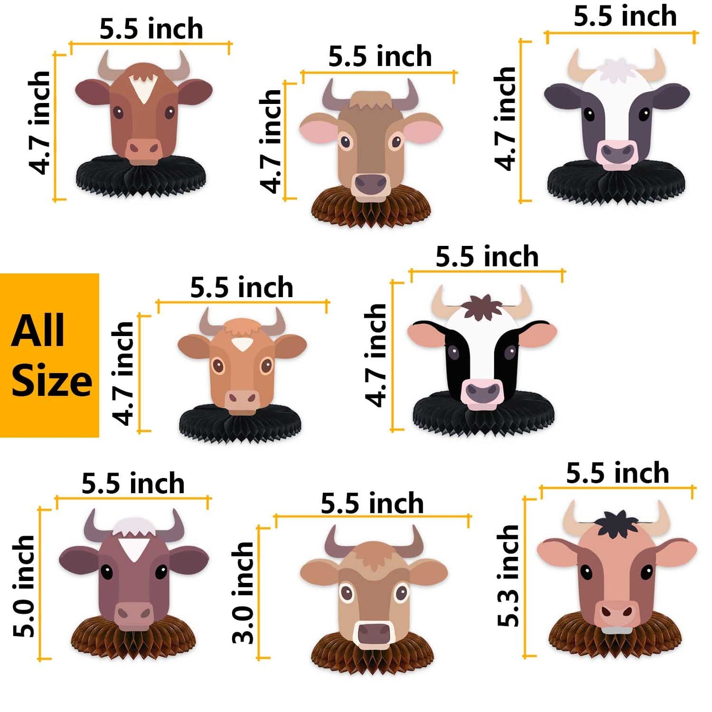 Cow Country Western Bull Riding Bull Rider Competition Honeycomb Centerpieces Farm Animals Theme Decor Decorations for Boys Girls Baby Shower Cow