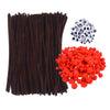 Livder Christmas Pipe Cleaners Set - 475 Pieces, 145 Brown Chenille Stems, 190 Red Pom Poms, 140 Wiggle Eyes for Crafts