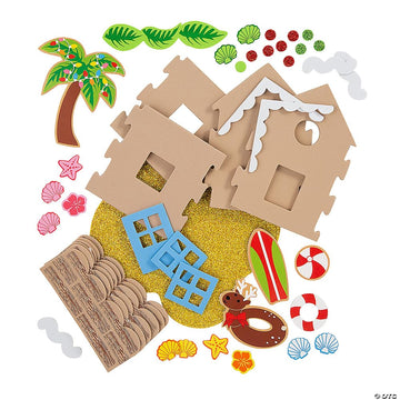 3D Beach Island Gingerbread House Craft Kit VBS 2026, Makes 12