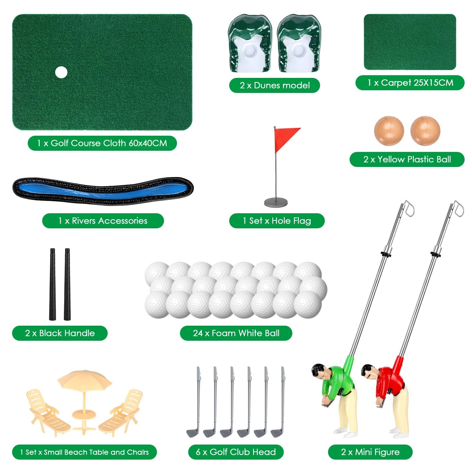 Wassteel Mini Golf Toys for Kids/Adult, Retirement Gift Two Mini Golfers for Parent-Child Interaction, Fun Play Golf Indoor Games, Family Game for 6 7