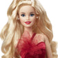 Barbie Signature 2022 Holiday Doll, Blonde Wavy Hair Wearing Red Poinsettia-Inspired Gown, Collectible with Doll Stand & Certificate of Authenticity