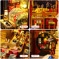 Yuzhen DIY Miniature Dollhouse with Furniture and LED Lights, Japanese Style Wooden Mini-Restaurant Includes Dustcover and Music Movement, Exquisite