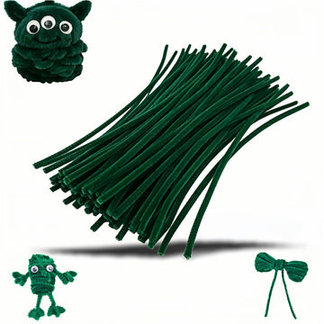 Dark Green Pipe Cleaners, 100 Pieces Chenille Stems for DIY Crafts, Arts and Festival Decorations, 6mm x 12 Inch