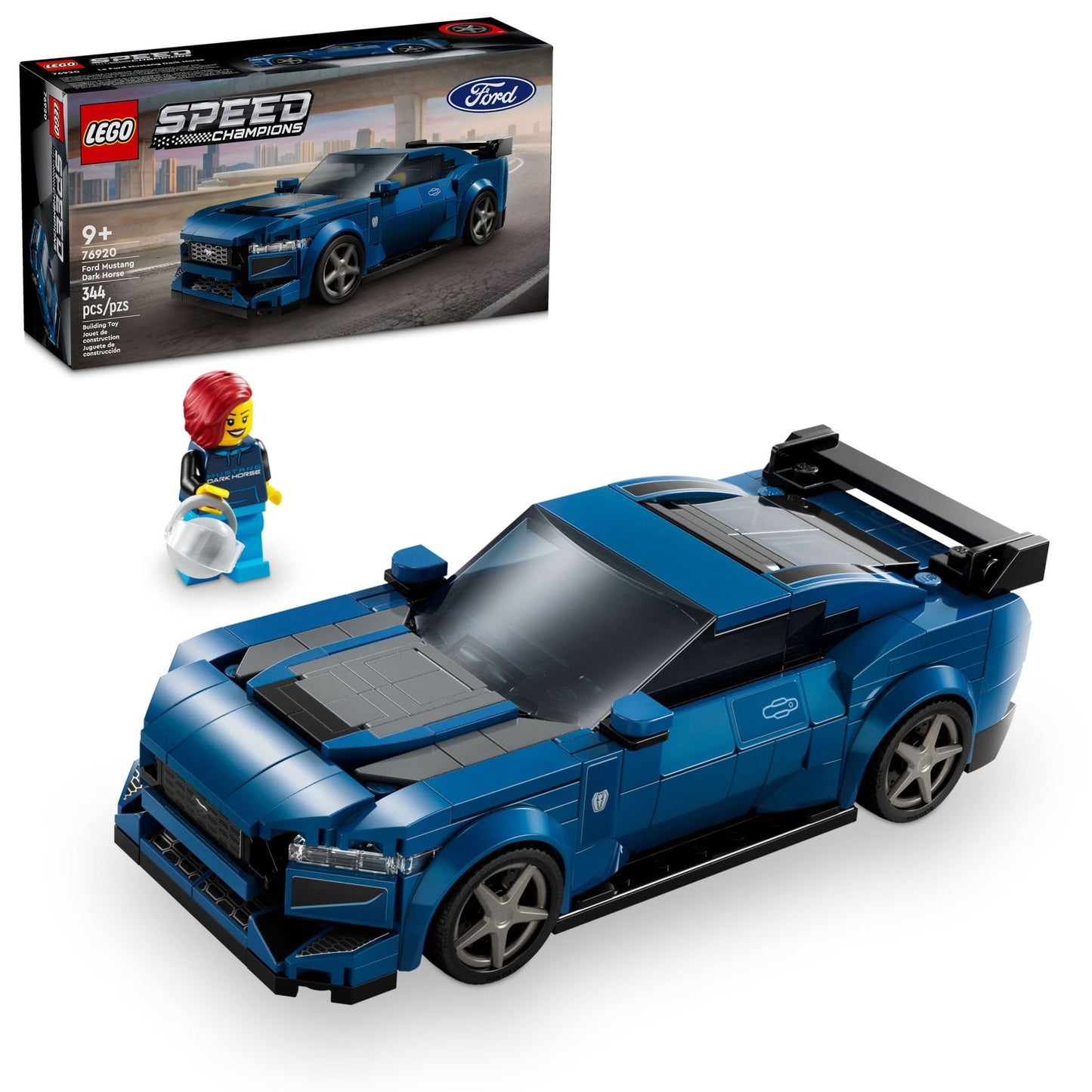 LEGO Speed Champions Ford Mustang Dark Horse Sports Car Toy, Buildable Ford Mustang Toy for Kids, Blue Car Model Set, Gift Idea for Boys and Girls