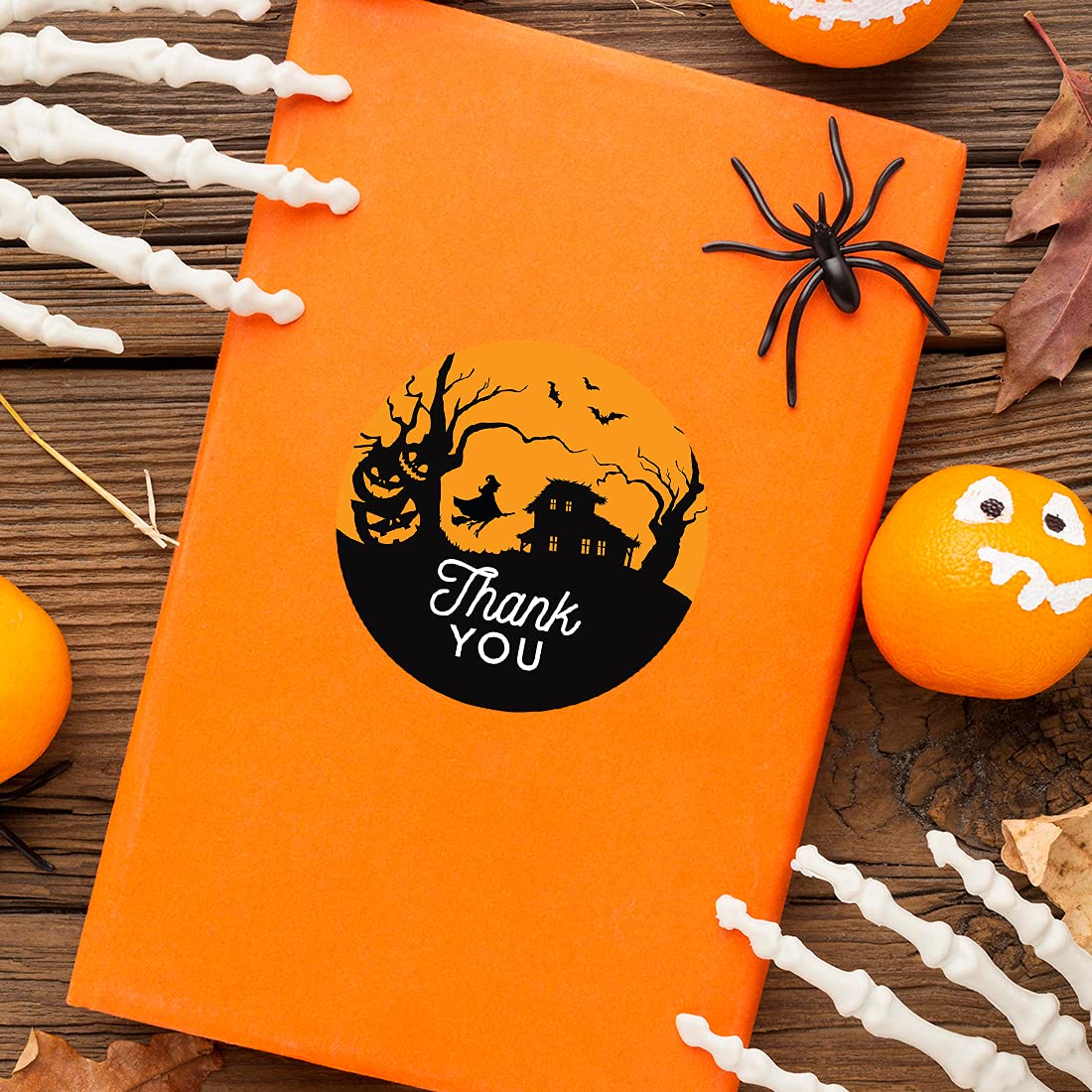 Andaz Press Halloween Thank You Stickers 2 Inch Round 40 Bulk Pack Flying Witch Happy Halloween Stickers Labels for Treat Goodie Treats Halloween