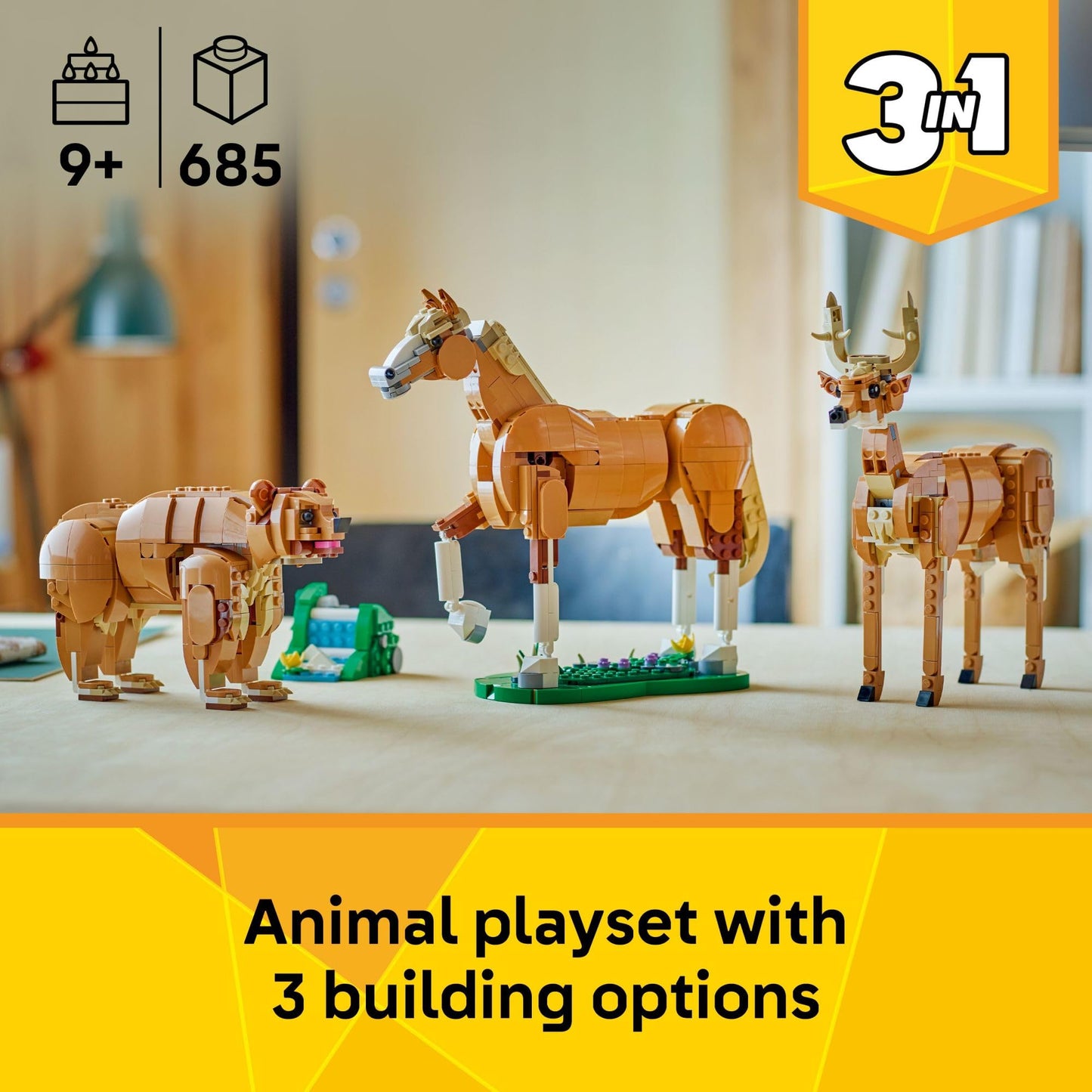 LEGO Creator 3 in 1 Beautiful Horse Building Toy for Kids - Building Blocks & Learning Toy for Girls & Boys, Ages 9+, Create a Horse, Bear, or Deer