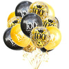 SHUNTAI 100th Birthday Balloons Gold and Black 12 inch 15 Pieces