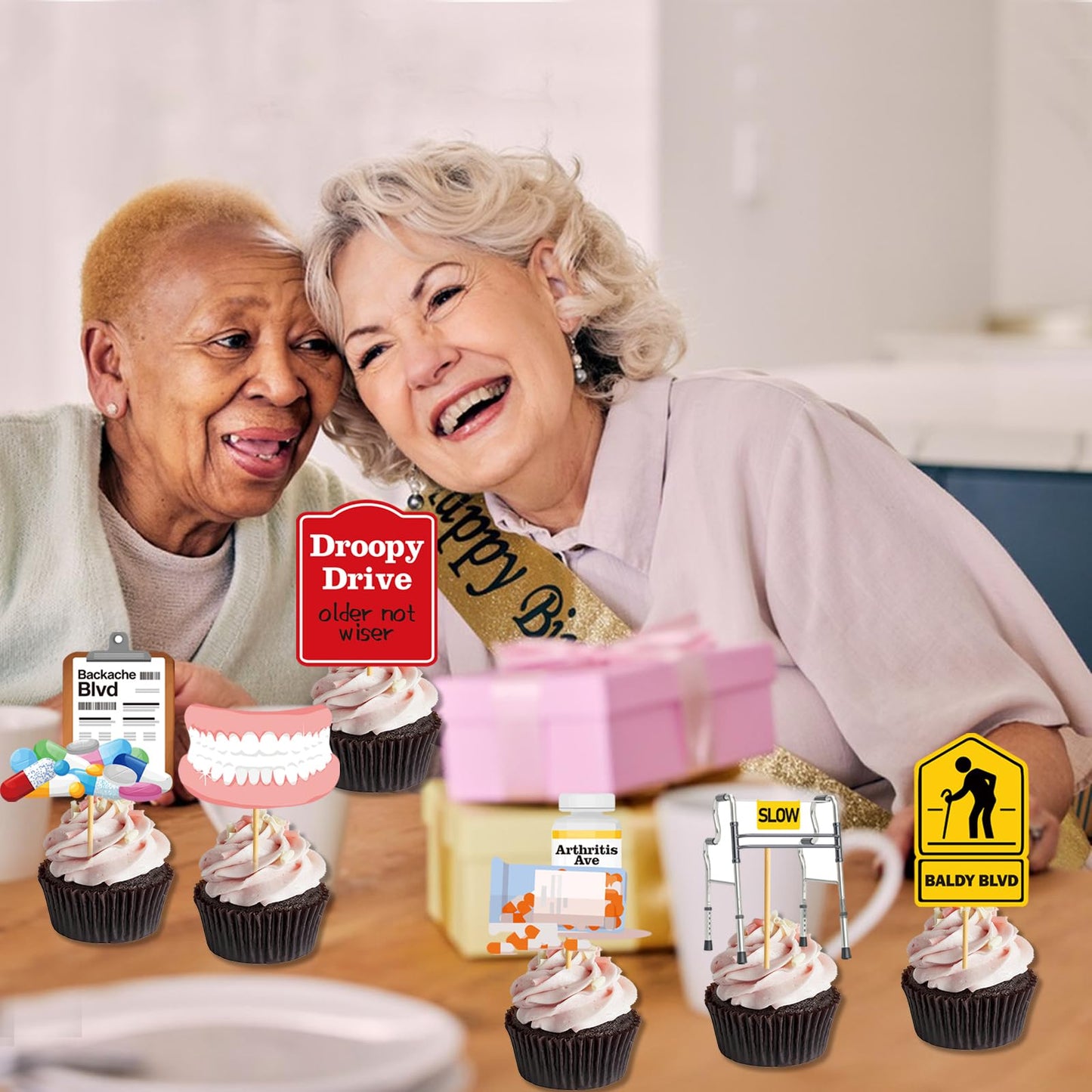 36 PCS Retirement Cupcake Toppers Over The Hill Cake Decorations Over The Hill Birthday Decorations Old People Party Decor Funny Old People Gag Gifts