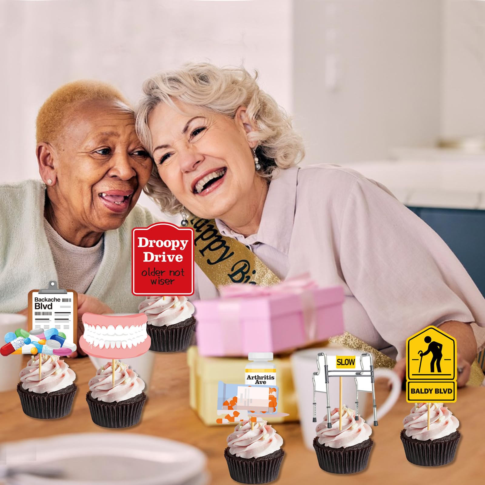 36 PCS Retirement Cupcake Toppers Over The Hill Cake Decorations Over The Hill Birthday Decorations Old People Party Decor Funny Old People Gag Gifts
