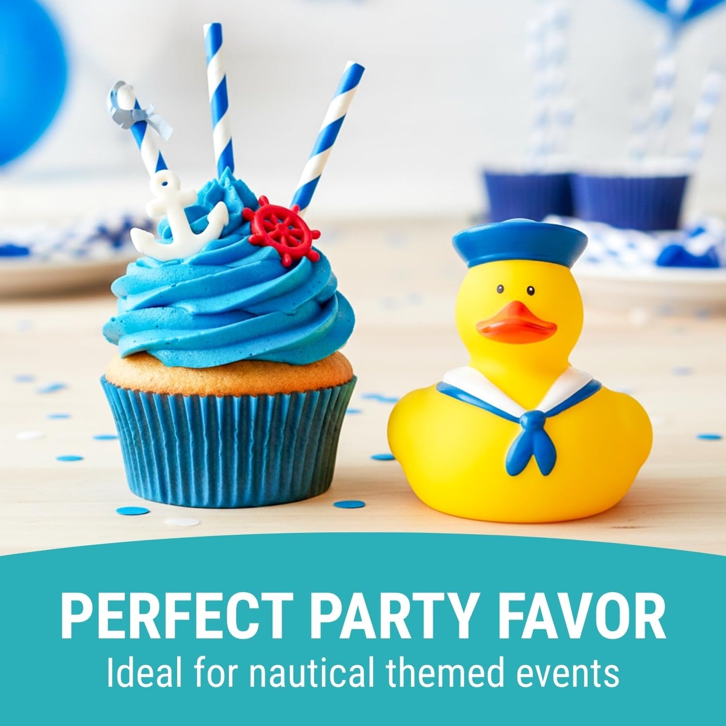 Fun Express Nautical Sailor Hat Rubber Ducks (Set of 12 Duckies) Party Favors and Supplies - VBS Vacation Bible School Supplies/Decor