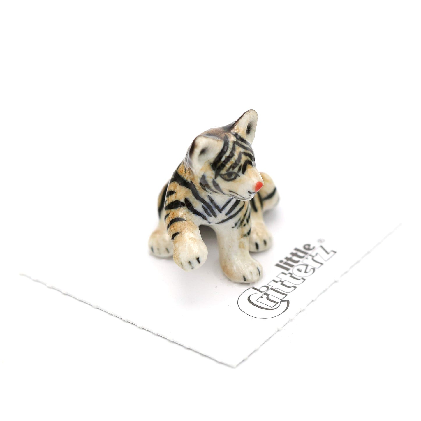 Little Critterz Tiger Cub Decorative Porcelain Display Object “Sneak” - Handcrafted Hand-Painted Adult Home Décor Accent