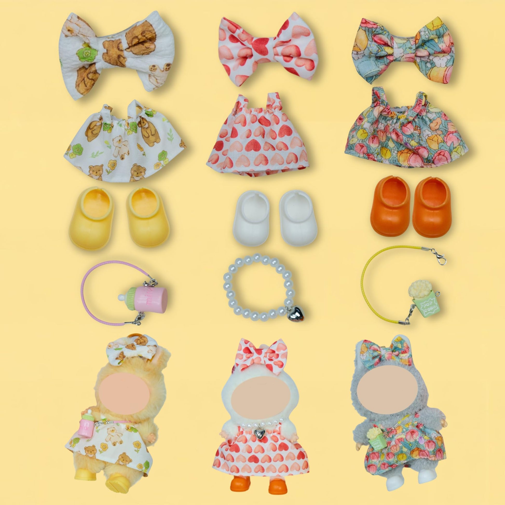 MOFABIA Clothes for 17cm Doll, 12 Pcs Set Doll's Outfits Luxury Clothes Bow Headset Shoes and Accessories, Stylish Adorable Dolls Dress Clothes(No