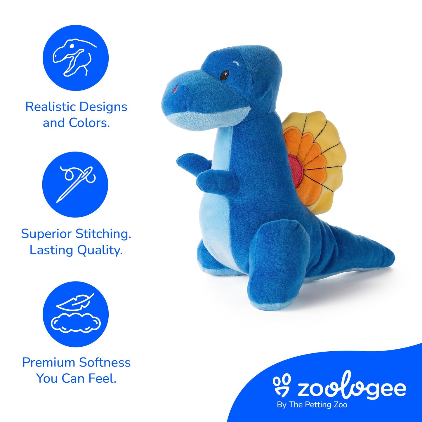 The Petting Zoo Spinosaurus Stuffed Animal Plushie, Gift for Kids, Dinosaur Animals, Blue Dinosaur Plush Toy 9 inches