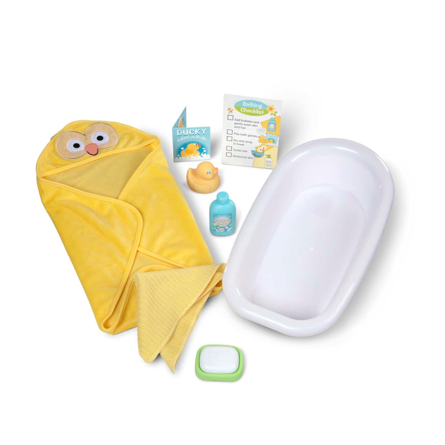 Melissa & Doug Mine to Love Deluxe Baby Care Play Set (48 Pieces - Doll + Accessories to Feed, Bathe, Change, and Cuddle)