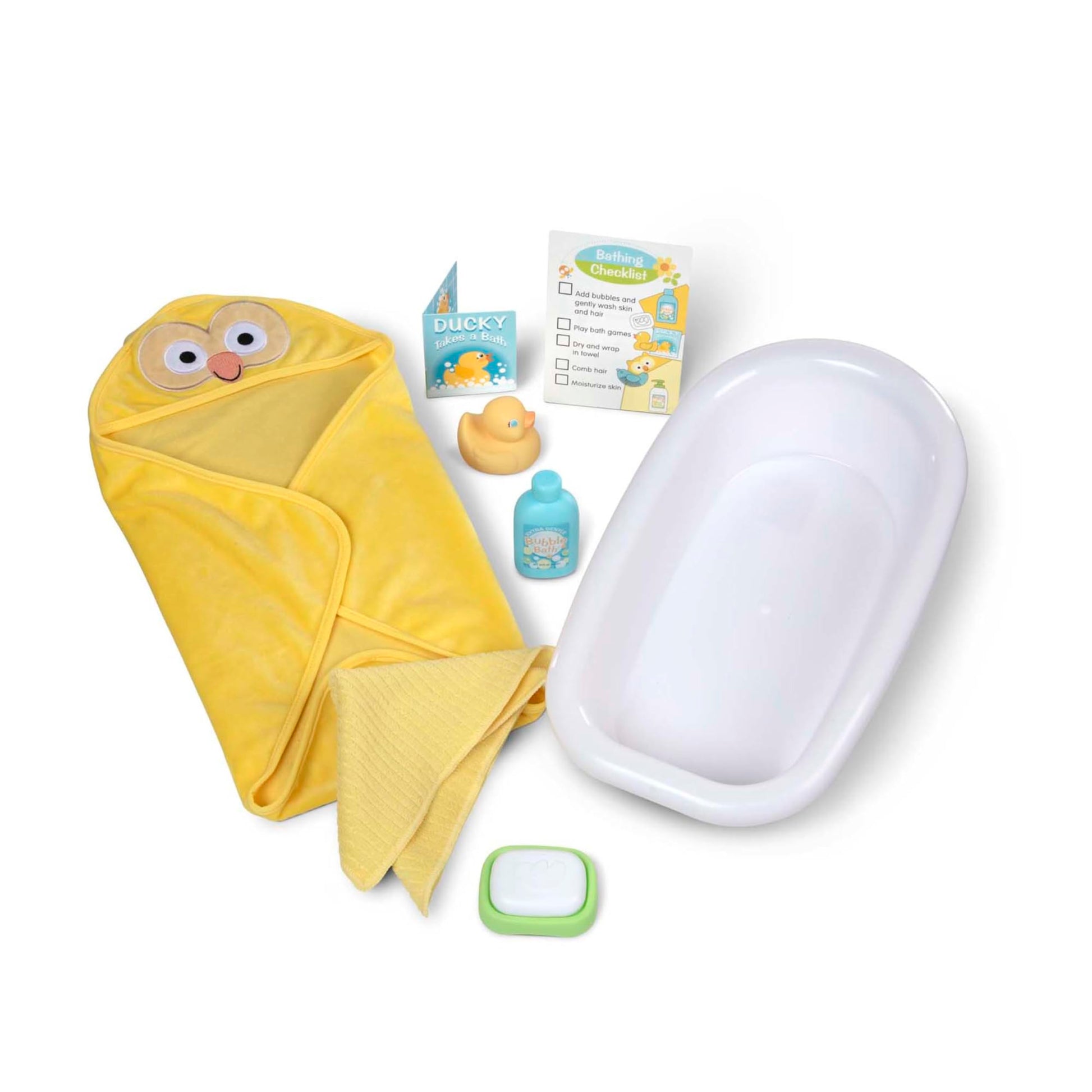 Melissa & Doug Mine to Love Deluxe Baby Care Play Set (48 Pieces - Doll + Accessories to Feed, Bathe, Change, and Cuddle)