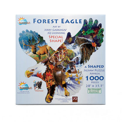 SUNSOUT INC - Forest Eagle - 1000 pc Special Shape Jigsaw Puzzle by Artist: Jerry Gadamus - Finished Size 28" x 35.5" - MPN# 97278