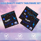 Happy Birthday Decorations Navy Blue Black Birthday Party Decorations Disposable Paper Plates and Napkins for Women Men Baby Shower Supplies