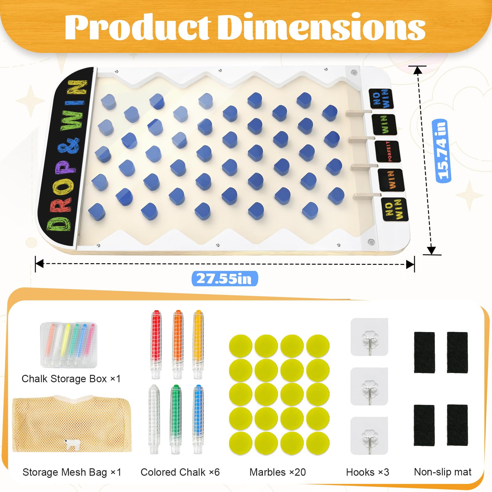 Zhenx Prize Drop Disc Game Wood, Extra Large Prize Drop Board 27.8" x 15.9", Wood Disc Drop Games for Parties, Trade Show Booth and Carnival Game