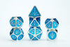 FanRoll Tales of The Valiant Metal Dice Set, Silver with Light Blue Enamel, Set of 7