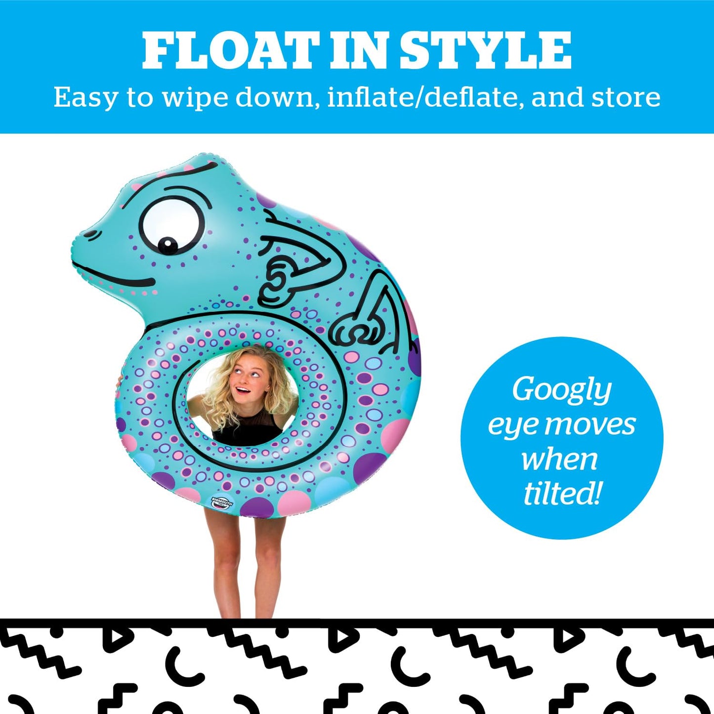 BigMouth Inc. Large Chameleon Animal Pool Float, 4' Wide Inflatable Floatie Tube, Blow Up Swim Ring, Fun Outdoor Summer Pool Party Water Toy