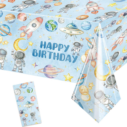 Space Birthday Party Tablecloths 1pc First Trip Around The Sun Table Cover Two The Moon Table Cloths for Ourter Space Theme Boys Baby Shower 1st 2nd