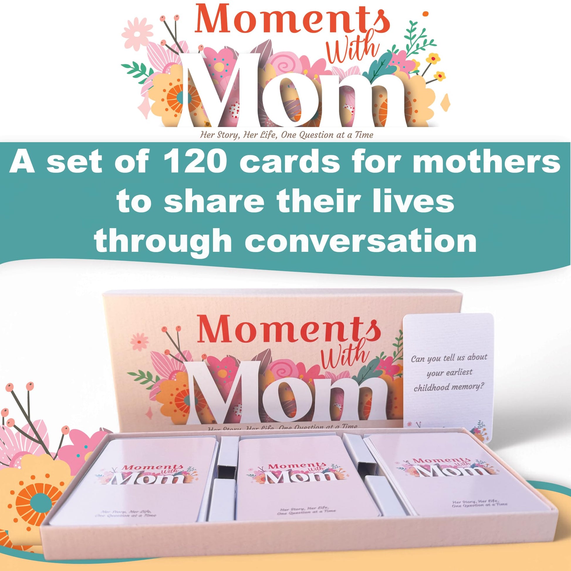 Game That Song Moments with Mom - Conversation Cards Gift for Mother's on her Day! Includes 120 question Cards for boy and Daughter Gifts to Learn