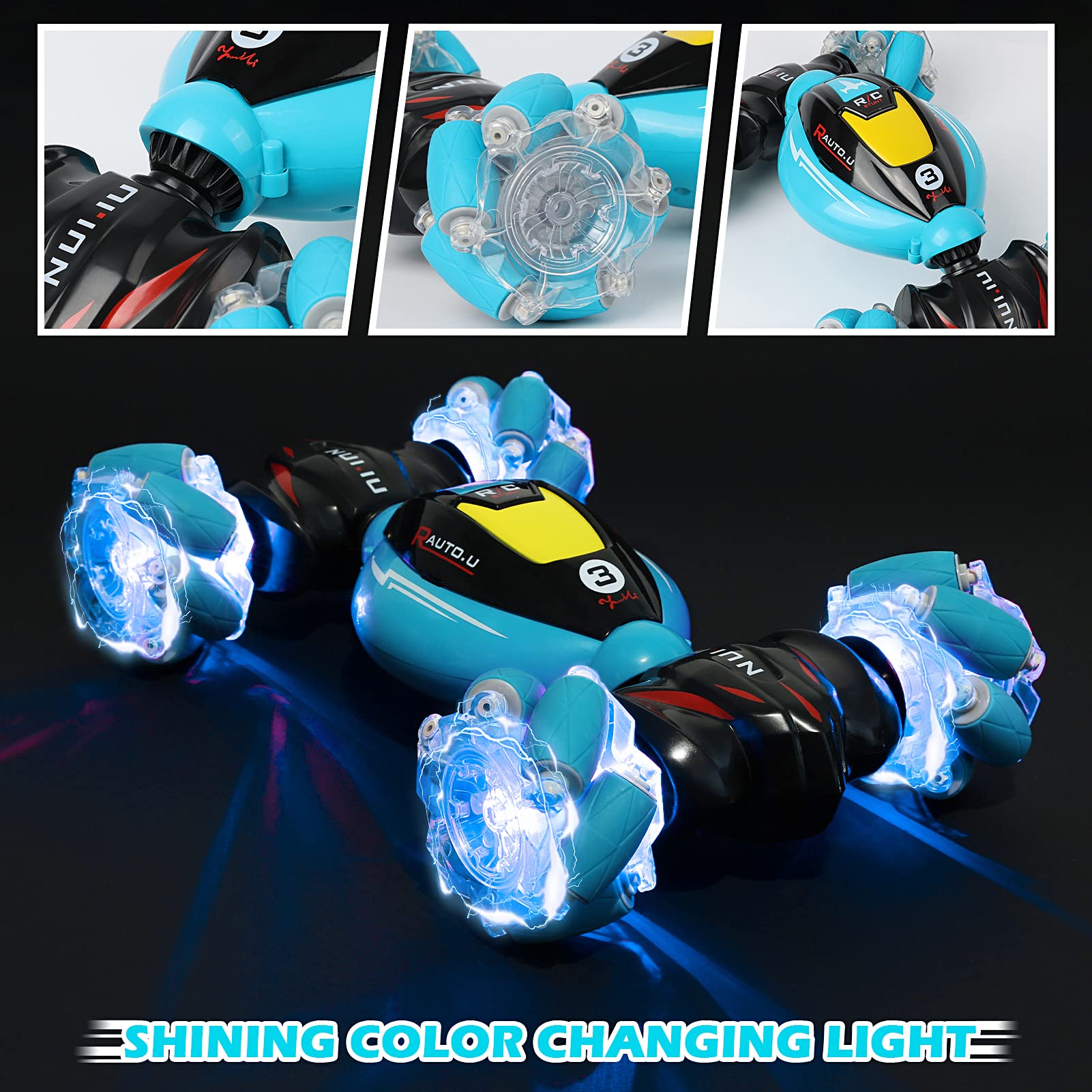 DDAI Gesture Sensing RC Stunt Car, 2.4GHz 4WD Hand Controlled & Remote Control Transforming Vehicle with 360° Flips, Birthday Toy Gifts for Boys Ages