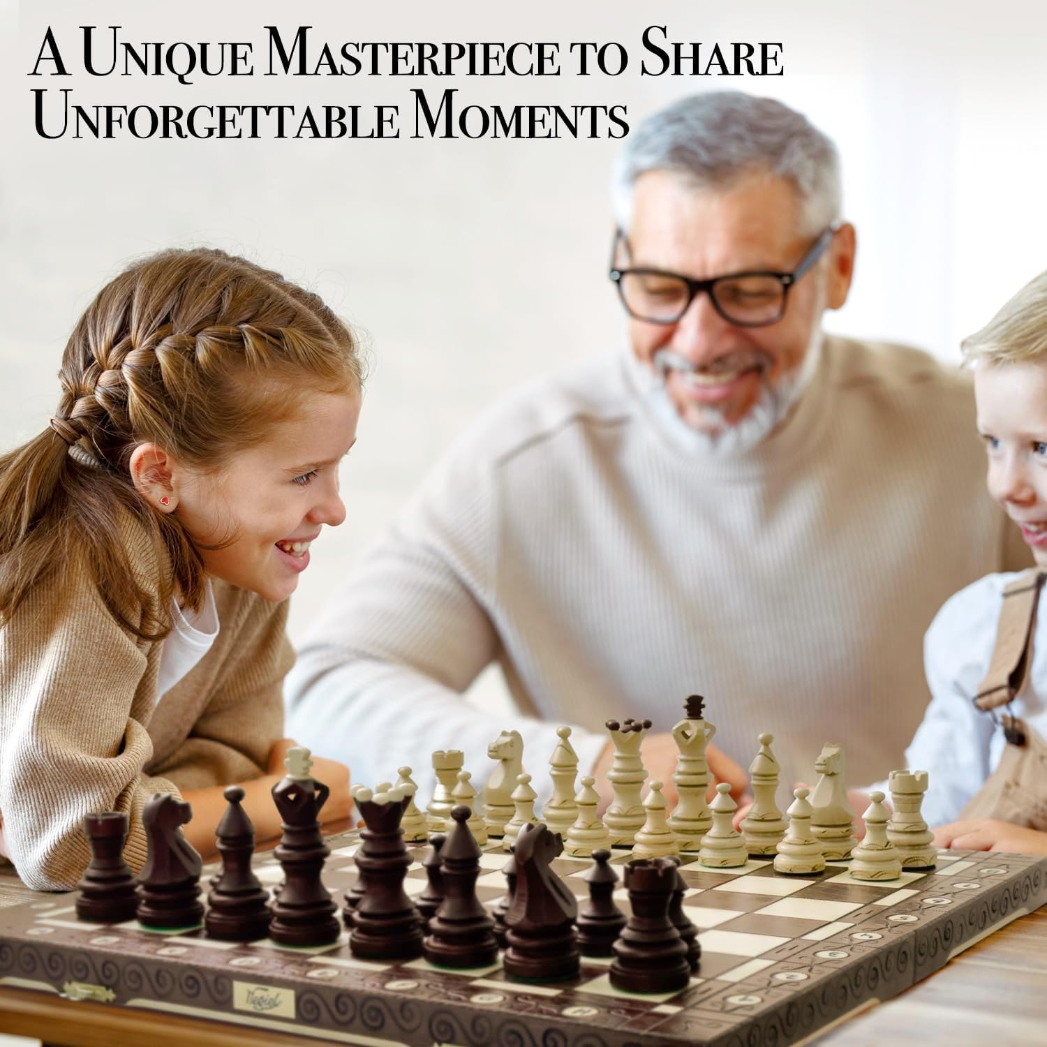 Wegiel Imperator 21-Inch Luxury Wooden Chess Set for Adults and Kids - Handcrafted from Premium Beech and Birch Wood - Unique Folding Design