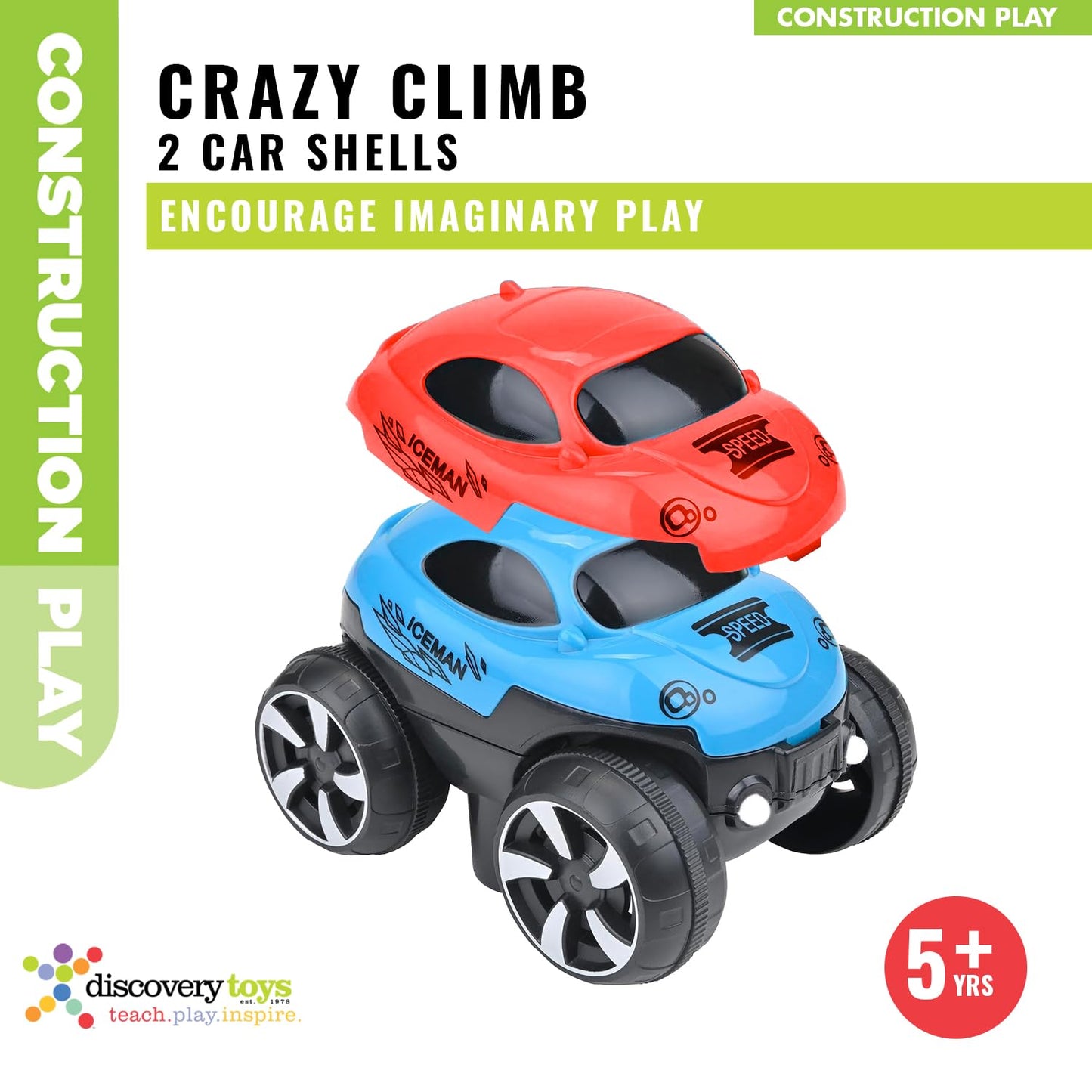 Discovery Toys Crazy Climb Track | Flexible Race Track Set with LED Light-Up Car | 144 Track Pieces with 2 Interchangeable Car Shells | Custom