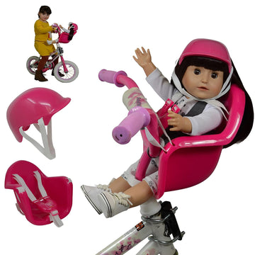 Doll Bike Seat Carrier for Baby Doll and 18 Inch Dolls with Doll Helmet. No Tools Required Bicycle and Scooters seat Accessories for Dolls