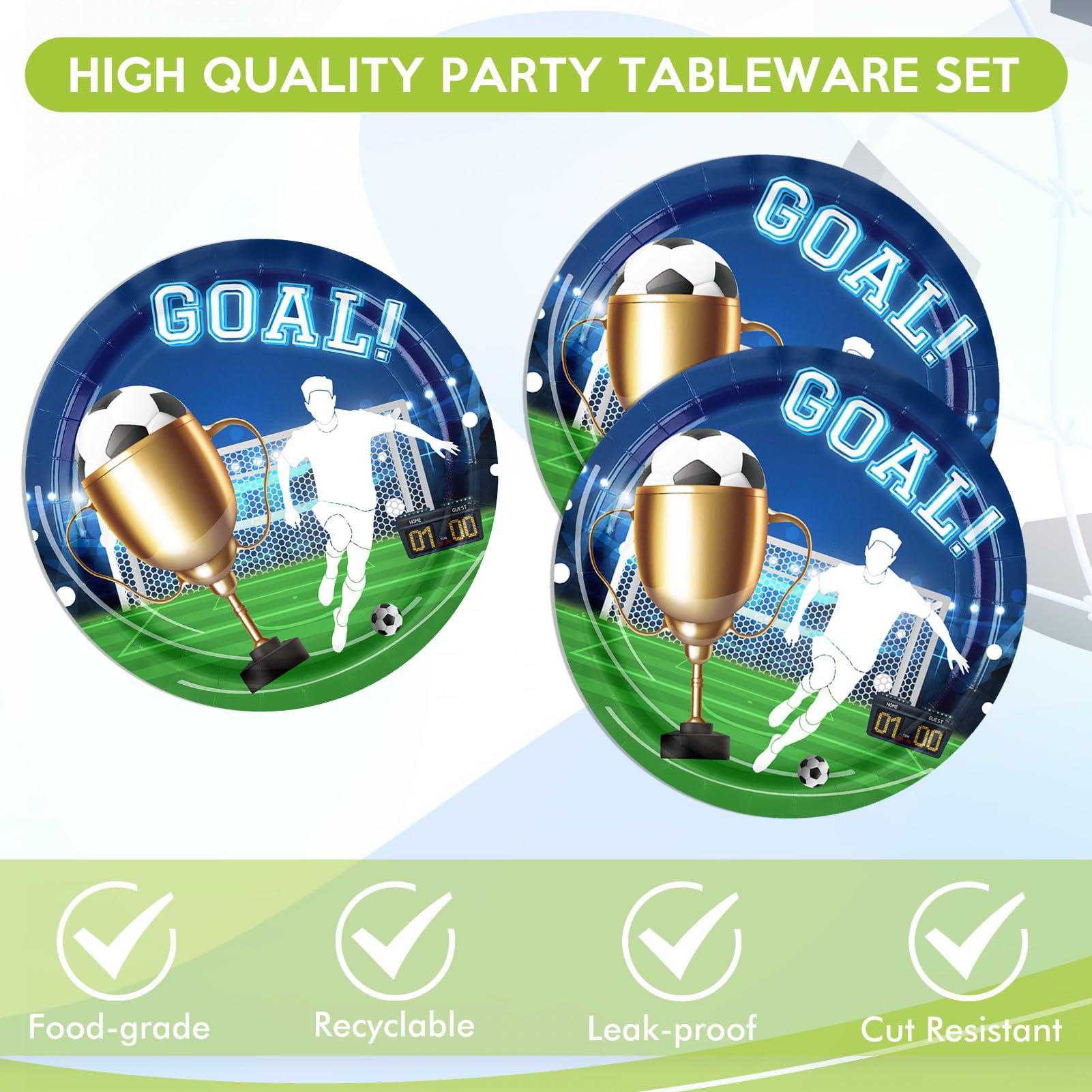 40 PCS 2026 World Soccer Match Theme Decorations Disposable Tableware Set Soccer Plates and Napkins Kit Sports Events,Themed Football Soccer ,