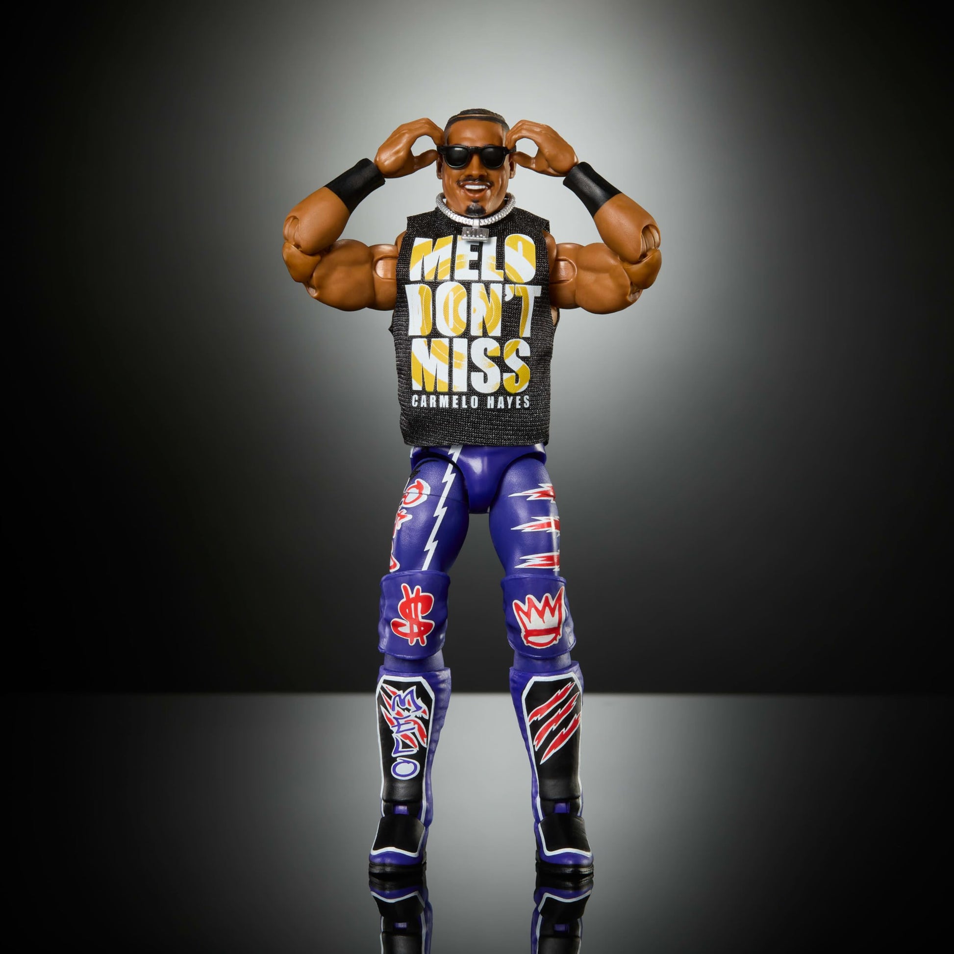 Mattel WWE Elite Action Figure & Accessories, Series #121, 6-inch Collectible Carmelo Hayes with 25 Articulation Points & Swappable Hands