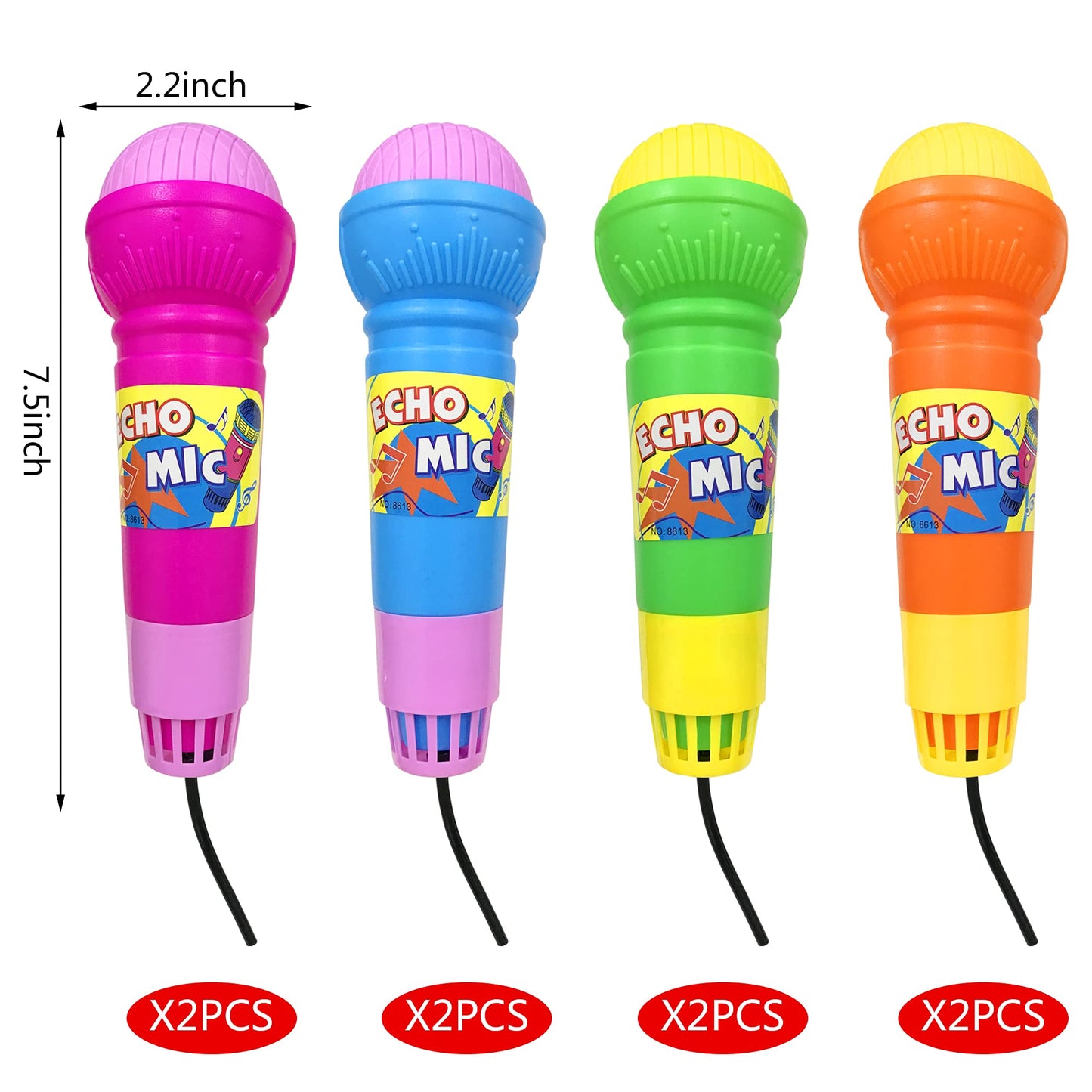 PPXMEEUDC 8 PCS Toy Microphones for Kids Karaoke Mics for Children Lightweight Music Toys Fun Supplies for Birthday Picnic BBQ or Party
